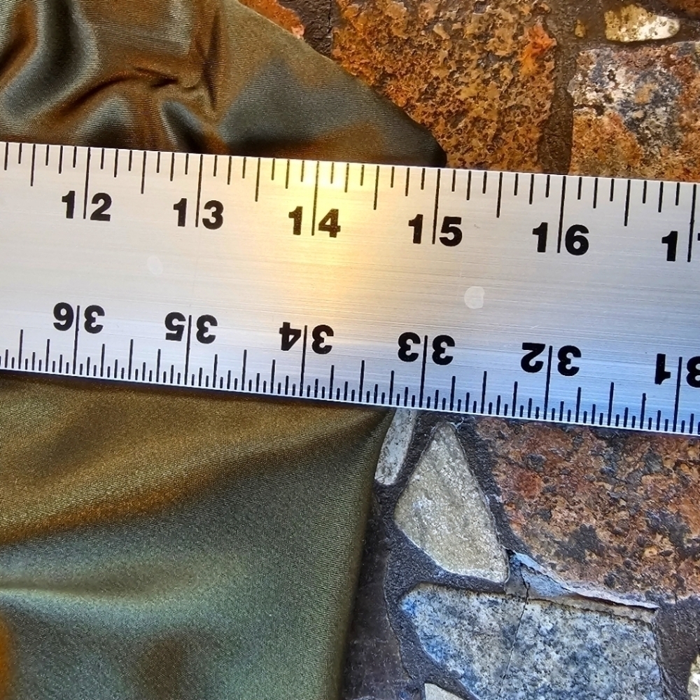 Army Green (NOT Brown) Short Strapless Satin Formal Dress with Beading Size XS - Picture 9 of 10